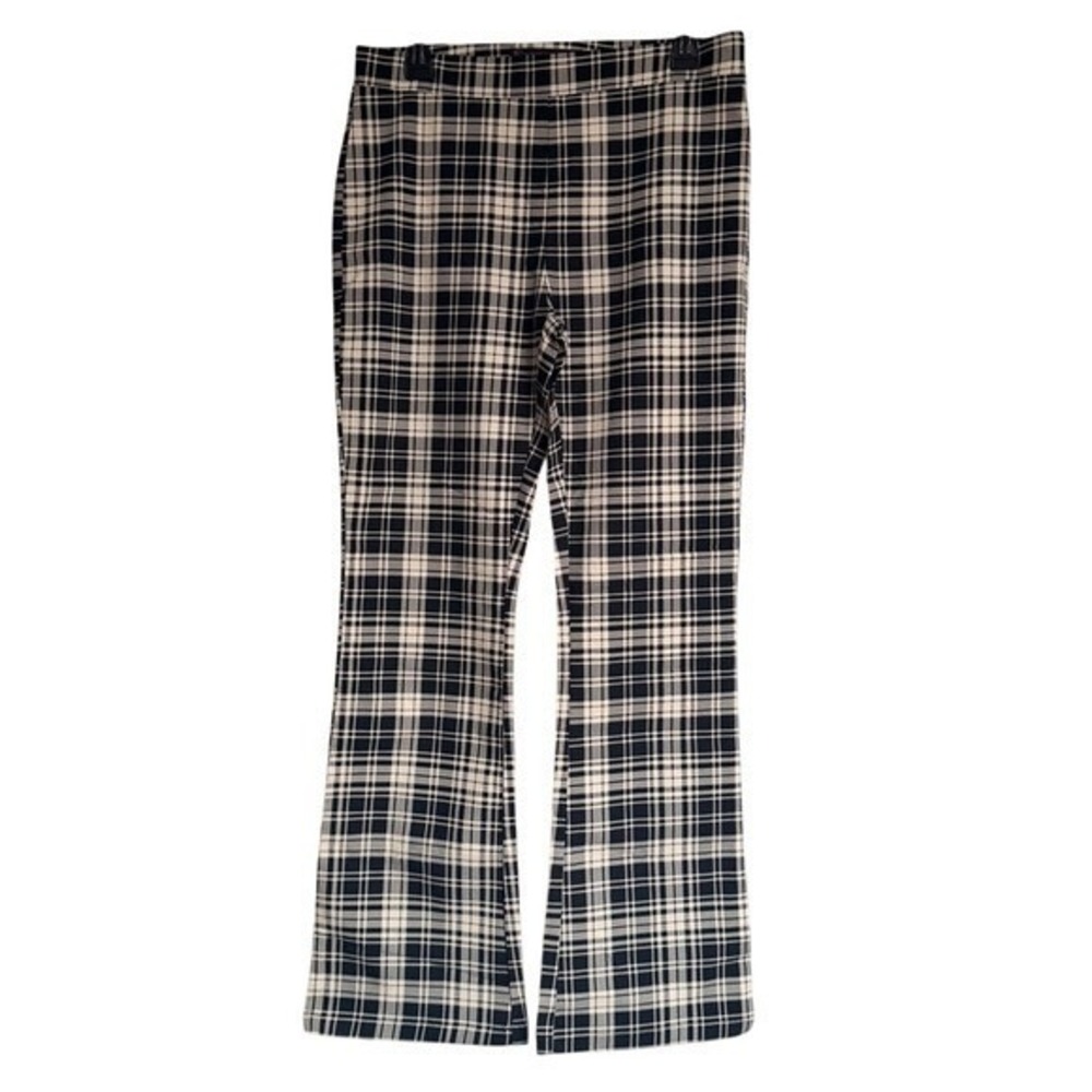 No Boundaries Black and Cream Plaid Boot Cut Pants